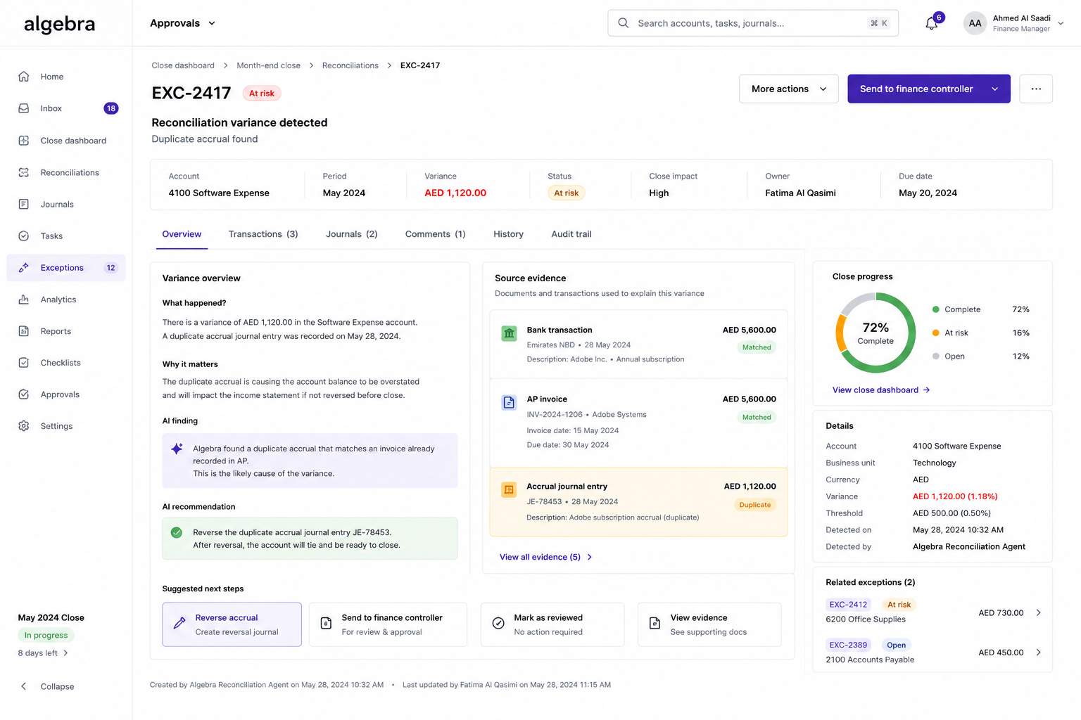 Finance workflow screenshot 2